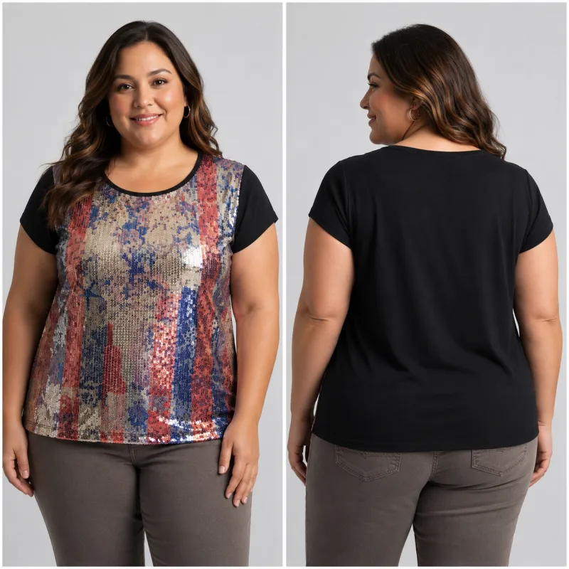 Blusa Feminina de Manga Curta com Paetês